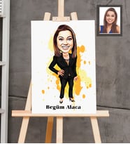 Kişiye Özel Patron Karikatürlü  Ahşap Tablo 30x47 Bayan-22