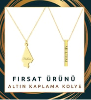 Altın Kaplama Kişiye 2'li Özel Kolye Seti &  Puzzle & Silindir Kolye