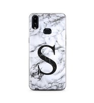 Samsung A10s Beyaz Mermer Harf Tasarımlı Telefon Kılıfı S-Harfi 