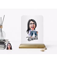 BK Gift Kişiye Özel Kadın Radyoloji Uzmanı Karikatürlü Ahşap Standlı Çerçeve (Beyaz)