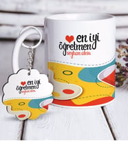 BK Gift Kişiye Özel En İyi Öğretmen Beyaz Kupa ve Anahtarlık Hediye Seti-4 (Model 1)