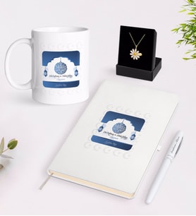 BK Gift Kişiye Özel Din Kültürü ve Ahlak Bilgisi Öğretmeni Beyaz Kupa Defter Kalem ve İsimli Papatya Kolye Hediye Seti-3 (Model 1)