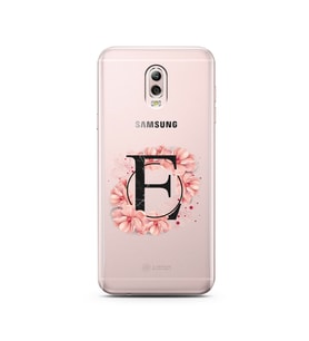 Pembe Çiçekli Harf Tasarım Süper Şeffaf Silikon Telefon Kılıfı Samsung C8  E-Har