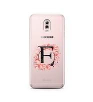 Pembe Çiçekli Harf Tasarım Süper Şeffaf Silikon Telefon Kılıfı Samsung C8  E-Har