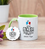 İngilizce Öğretmeni Yeşil Kupa Bardak Ve Anahtarlık Set
