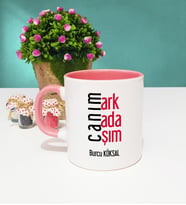 Arkadaşa Canım Arkadaşım Tasarımlı Arkadaşa Kişiye Özel Arkadaş Kupa Bardak Pembe