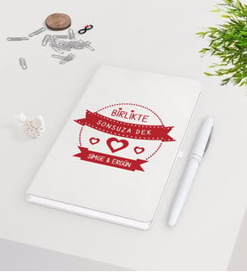 BK Gift Kişiye Özel Sevgililer Günü Beyaz Defter Kalem Seti-55