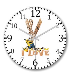 I Love Vikings Minions Duvar Saati Bombeli Gercek Cam