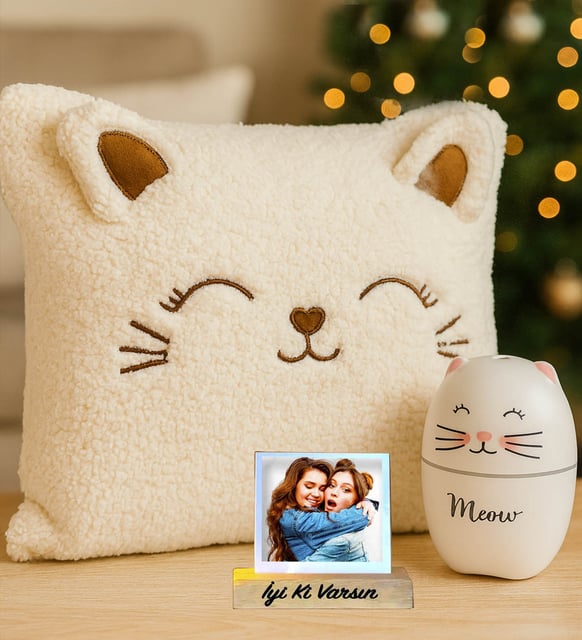 Peluş Kedi Yastık ve Kedi Fiigürlü Hava Nemlendirici