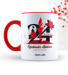 BK Gift Kişiye Özel Öğretmenler Gününüz Kutlu Olsun Kırmızı Kupa Bardak  1