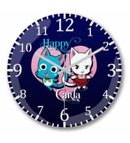 Fairy Tail Happy Carla Anime Manga Duvar Saati Bombeli Gercek Cam