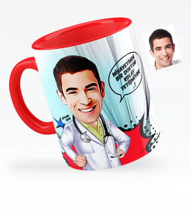 BK Gift Kişiye Özel Bay Doktor Karikatürlü Kırmızı Kupa Bardak  1