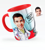BK Gift Kişiye Özel Bay Doktor Karikatürlü Kırmızı Kupa Bardak  1