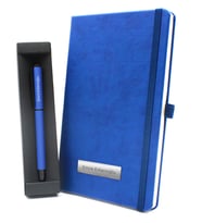 Kişiye Özel Mavi Defter & Mat Roller Kalem Hediye Seti (Mavi)