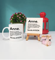 Anneler Günü Hediyesi İsme Özel Anne Kupa Bardak ve Dekoratif Taş Baskı Seti