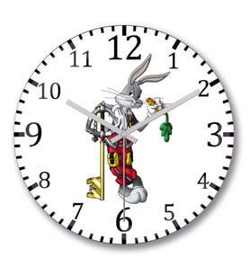 Looney Tunes The King  Bugs Bunny Duvar Saati Bombeli Gercek Cam