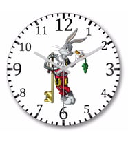 Looney Tunes The King  Bugs Bunny Duvar Saati Bombeli Gercek Cam
