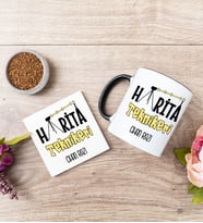 Harita Teknikeri Siyah Kupa Bardak Ve Bardak Altlığı Seti