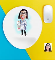 BK Gift Kişiye Özel Bayan Göz Doktoru Karikatürlü Bilek Destekli Mouse Pad (Beyaz)