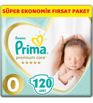 Prima Premium Care Bebek Bezi Beden:0 (1.5-2.5Kg) Prematüre 120 Adet Süper Ekonomik Fırsat Pk