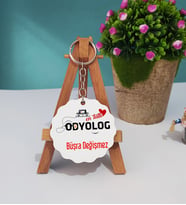 Mesajlı Odyolog Tasarımlı Kişiye Özel Odyolog Ahşap Anahtarlık