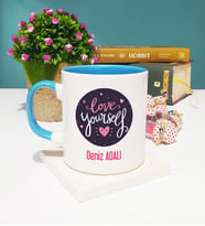 Love Yourself Tasarımlı Kişiye Özel Kupa Bardak Mavi