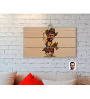 BK Gift Kişiye Özel Kovboy Karikatürlü Otantik Ahşap Palet Tablo-2