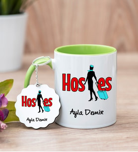 Hostes Yeşil Kupa Bardak Ve Anahtarlık Set