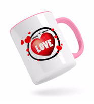 BK Gift Kişiye Özel Love Tasarımlı Pembe Kupa Bardak-7