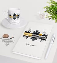 BK Gift Kişiye Özel Yapım Mühendisi Beyaz Defter Kalem Türk Kahvesi Fincanı Seti-2 (Model 1)