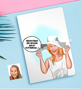 BK Gift Kişiye Özel Bayan Kolay Yetişmiyor Karikatürlü Beyaz Defter-6