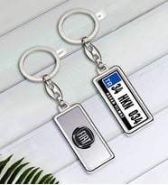 BK Gift Kişiye Özel Plakalı Logolu Çift Taraflı Krom Anahtarlık