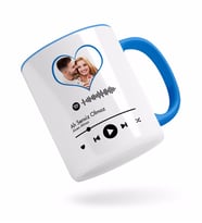 BK Gift Kişiye Özel Fotoğraflı Spotify Barkodlu Mavi Kupa Bardak-1