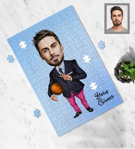 Kişiye Özel Sporcu Karikatürlü A3 240 Parça Puzzle Bay-12