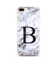 Iphone 8 Plus Beyaz Mermer Harf Tasarımlı Telefon Kılıfı B-Harfi 