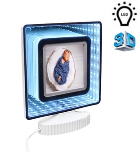 BK Gift Kişiye Özel 3d Beyaz Led Işıklı Aynalı Fotoğraf Çerçevesi Mavi