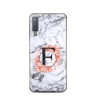 Mermer Çiçekli Harf Tasarım Süper Şeffaf Silikon Telefon Kılıfı Samsung A7 (2018