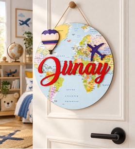 Gifties Dünya, Balon ve Uçak Temalı Kişiye Özel Kapı Süsü (Karışık)