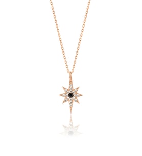 Papatya Silver 925 Ayar Rose Altın Kaplama Gümüş Kutup Yıldızı Kolye