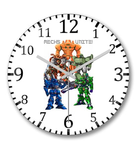 Mechs Unite Duvar Saati Bombeli Gercek Cam