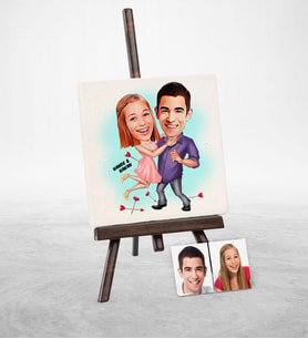 BK Gift Kişiye Özel Sevgililer Karikatür Şovaleli Doğal Taş  3