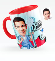 BK Gift Kişiye Özel Bay Diş Hekimi Karikatürlü Kırmızı Kupa Bardak  2