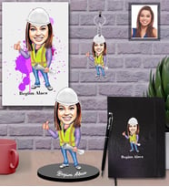 Kişiye Özel Mühendis Karikatürlü 5 li Hediye Seti  Bayan-2