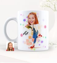BK Gift Kişiye Özel Bayan Karikatürlü Beyaz Kupa Bardak  13
