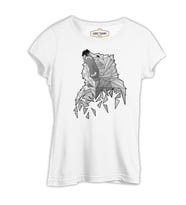 Ayı - Greyangles Beyaz Kadın Tshirt