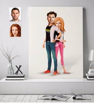 BK Gift Kişiye Özel Sevgililer Karikatürlü Kanvas Tablo 70x100cm-39