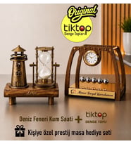 Kişiye özel Newton Denge Topu & Kum Saati Deniz Feneri 2' Lİ SET