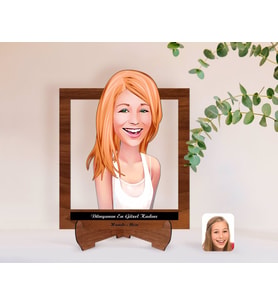 BK Gift Kişiye Özel Kadınlar Günü Dünyanın En Güzel Kadını Karikatürlü Ahşap Standlı 3D Biblo-12 (Beyaz)