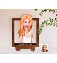 BK Gift Kişiye Özel Kadınlar Günü Dünyanın En Güzel Kadını Karikatürlü Ahşap Standlı 3D Biblo-12 (Beyaz)