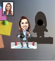 Kişiye Özel Spiker Karikatürlü Ahşap Magnet Bayan-1